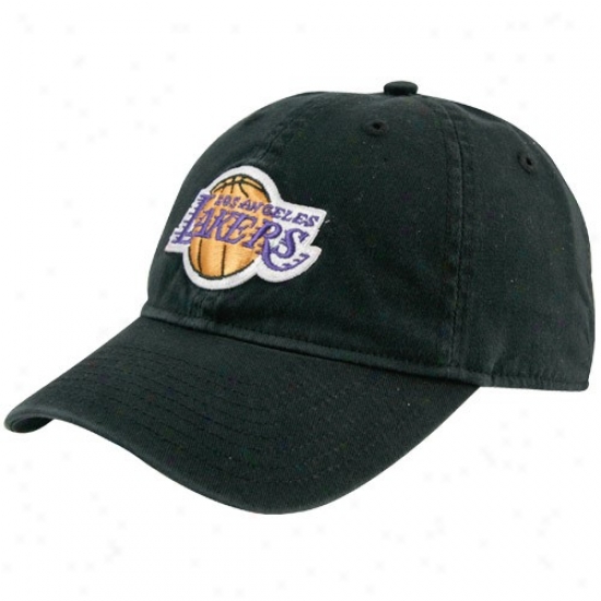 Los Angeles Lakers Merchandise: Adidas Los Angeles Lakers Black Basic Logo Slouch Hat