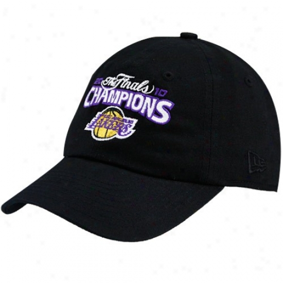 Los Angeles Lakers Merchandise: New Era Los Angeles Lakers 2010 Nba Champions Ladies Black Adjustable Hat