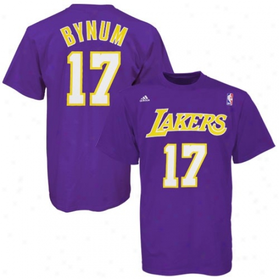 Los Angeles Lakers Tee : Adidas Los Angeles Lakers #17 Andrew Bynum Purple Player Tee