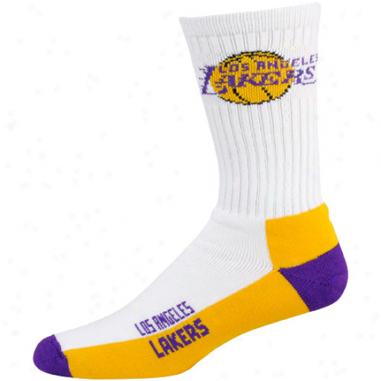 Los Angeles Lakers White Tri-color Team Logo Tall Socks