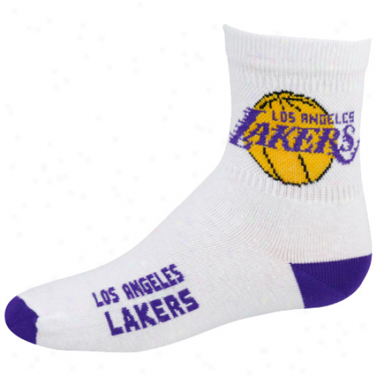 Los Angeles Lakers Youth White Team Logo Crew Socks