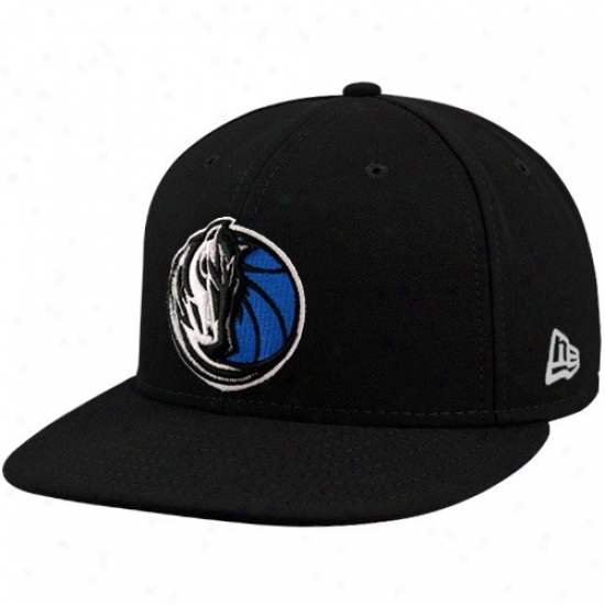 Mavericks Merchandise New Era Mavericks Black 59fifty Primary Logo Flat Brim Fitted Hat