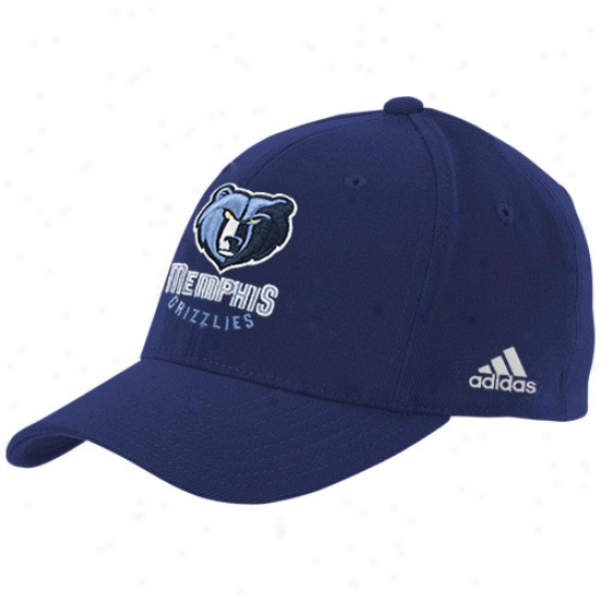Memphis Grizzly Hat : Adidas Memphis Grizzly Navy Melancholy Basic Logo Flex Become Hat
