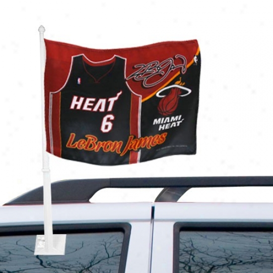 Miami Heat Flag : Miamii Heat Black-red Lebron Jmes Car Flag
