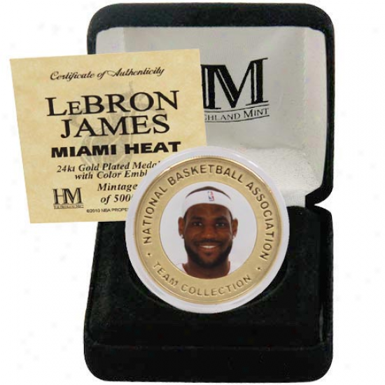 Miami Heat Lebron James 24kt Gold Coin