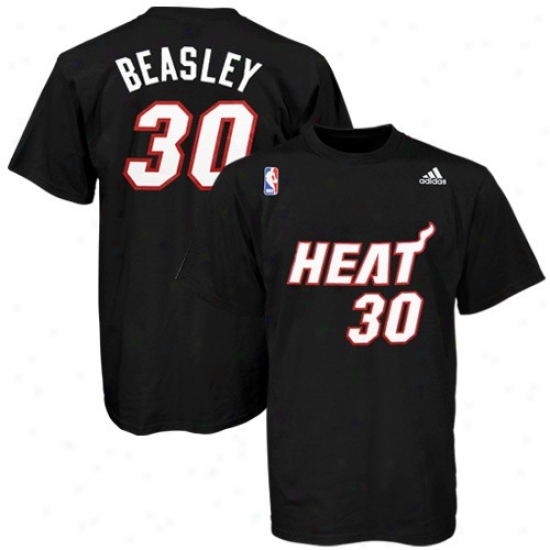 Miami Heat Shirt : Adidzs Miami Warm #30 Michael Beasley Black Net Player Shirt
