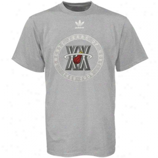Miami Heat T Shirt : Adidas Miami Heat Grey Celebrating 20 Years Classic Vintage T Shirt