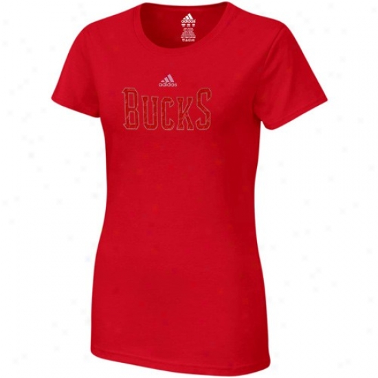 Milwaukee Buck Tees : Adidas Milwaukee Buck Ladies Red Inner Thoughts Silky Smooth Tees