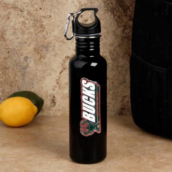 Milwaukee Bucks Black Stainless Steel Water Bottle