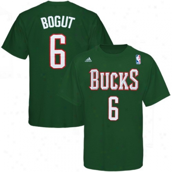 Milwaukee Bucks Tees : Adidas Milwaukee Bucks #6 Andrew Bogut Green Player Tees