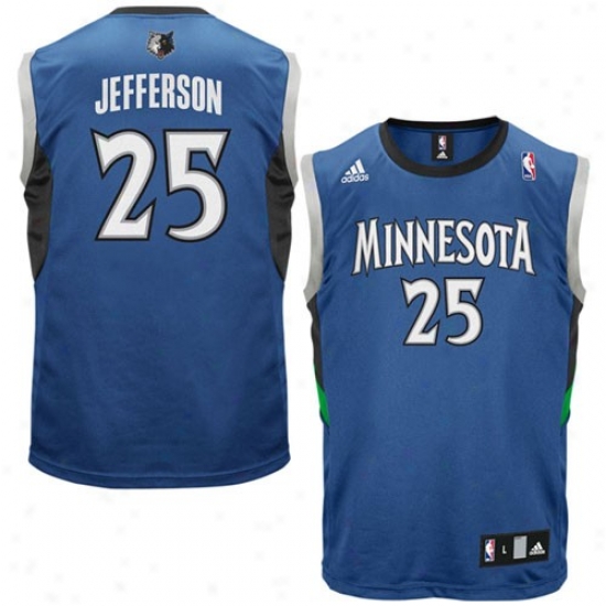Minnrsota Timberwolves Jerseys : Adidas Minnesota Timberwolves  #25 Al Jefferson Blue Autograph copy Basketball Jerseys