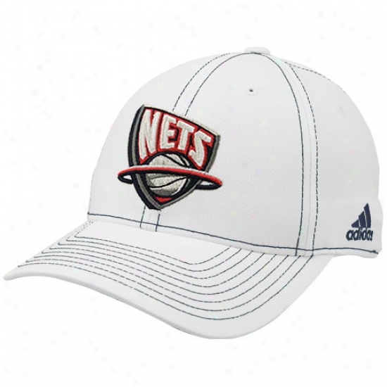 New Jersey Nets Merchandise: Adidas New Jerssey Nets Pale Team Logo L/xl Structured Flex-flt Hat