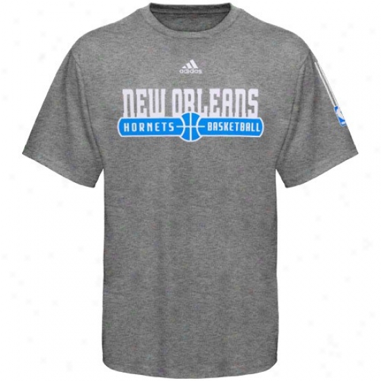 New Orleans Hornet Shirts : Adidas New Orleans Hornet Ash Ball Horizon Shirts