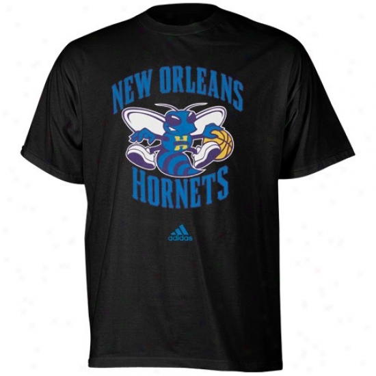 New Orleans Hornet Shirts : Adidas New Orleans Hornet Youth Black Primary Logo Shirts