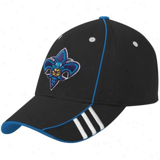 New Orleans Hornets Gear: Adidas New Orleans Hornets Black Official Team Adjustable Hat
