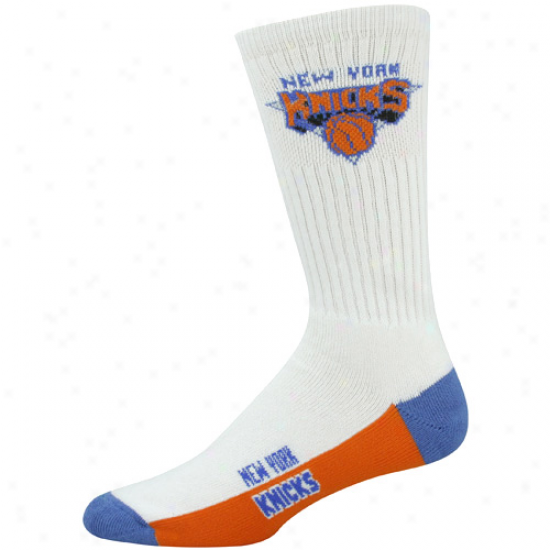 New York Knicks White Tri-color Team Logo Tall Socks