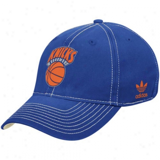 Ny Knicks Merchandise: Adidas Ny Knicks Royal Blue Multi Nba Champs Slouch Flex Fit Hat