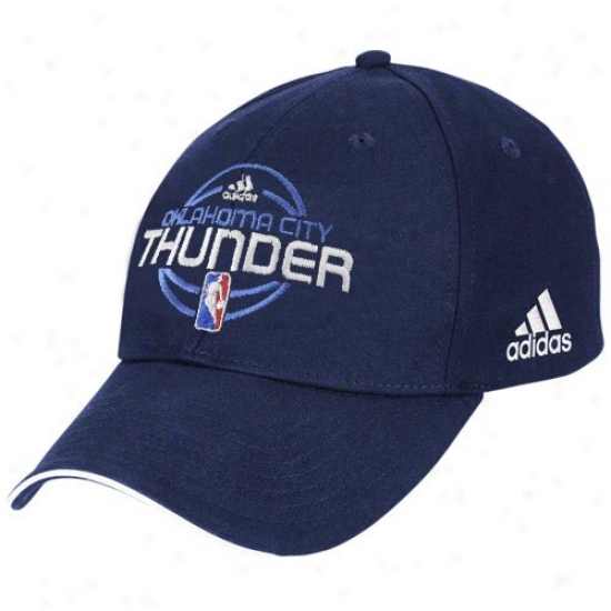 Oklahoma City Thunder Caps : Adidas Oklahoma City Thunder Navy Blue Team Logo Adjustable Caps