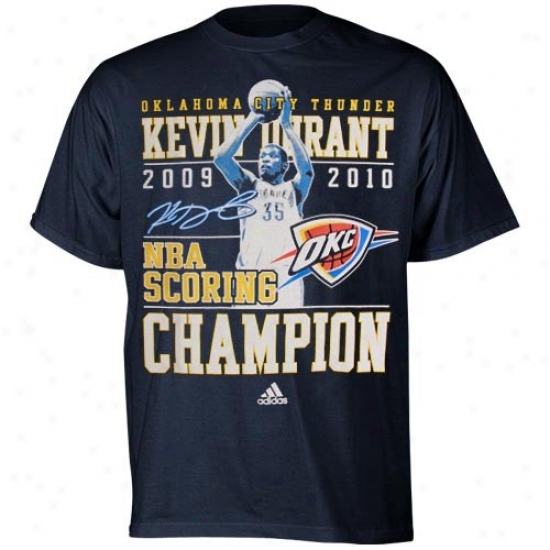 Oklahoma City Thunder Shirts : Adiidas Oklahoma City Thunder Navy Blue #35 Kevin Durant Nba Scoring Title Shirts