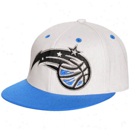 Orlando Magic Hats : Adidas Orlando Magic Silver-royal Blue 210 Fitted Flexfit Flat Brim Hats