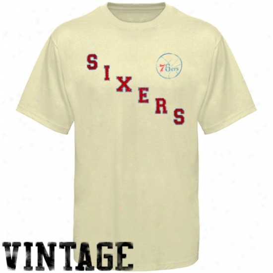 Philadelphia 76ers Attlre: Philadelphia 76ers Cream Prep Vinntage T-shirt