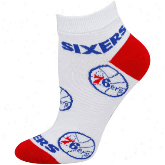 Philadelphia 76ers Ladies White All Over Team Logo Anlke Socks