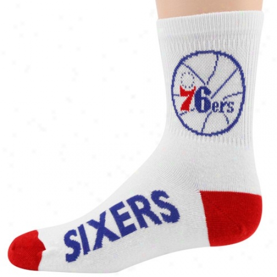 Philadelphia 76ers Youth White-red Quarter Length Socks