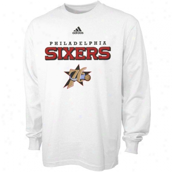 Philly 76ers Shirt : Adidas Philly 76ers White True Long Sleeve Shirt