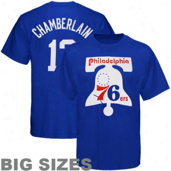 Philly 76ers Tee : Majestic Philly 76ers #13 Wilt Chamberlain Royal Blue Retired Player Throwback Big Sizes Tee