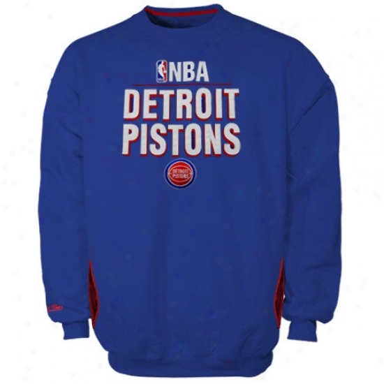 Pistons Toil Shirt : Mitchell & Ness Pistons Magnificent Blue Media Guide Crew Sweat Shirt