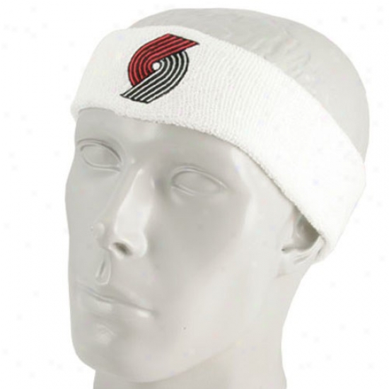 Portland Trail Blazer Hat : Adidas Portland Trail Blazer White Team Logo Headband