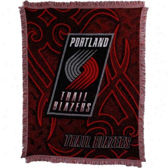 Portland Trail Blazers Red 48'' X 60'' Tattoo Jacquard Woven Blanket Throw