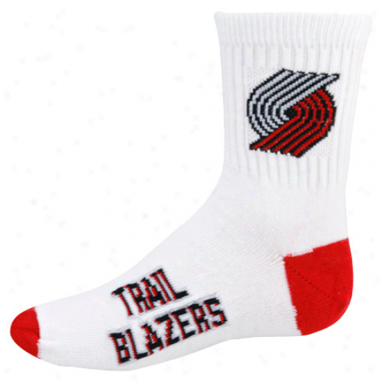 Portland Trail Blazers Youth White Team Logo Crew Socks