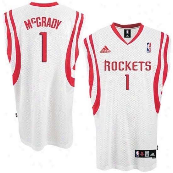 Rockets Jersey : Adidas Rockets #1 Tracy Mcgrady White Home Swingman Jersey