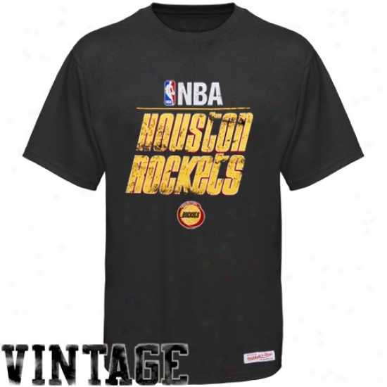 Rockets T-shirt : Mitchell & Ness Rockets Black Media Guide Vintage T-shirt