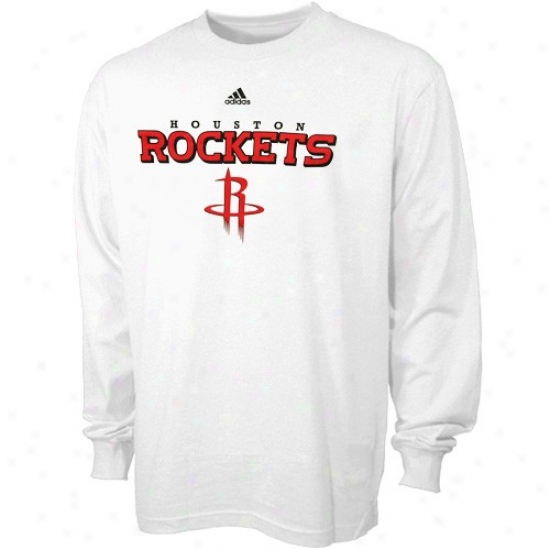 Rockets Tsihrts : Adidas Rockets White True Long Sleeve Tshirts