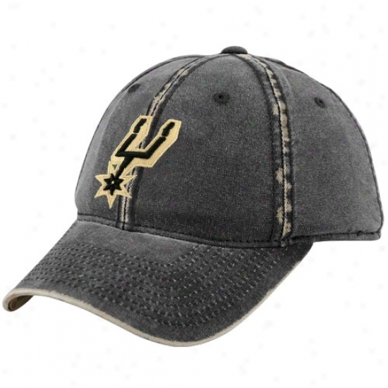 San Antonio Spur Hats : Adidas San Antonio Spur Black Distressed Flex Fit Hats