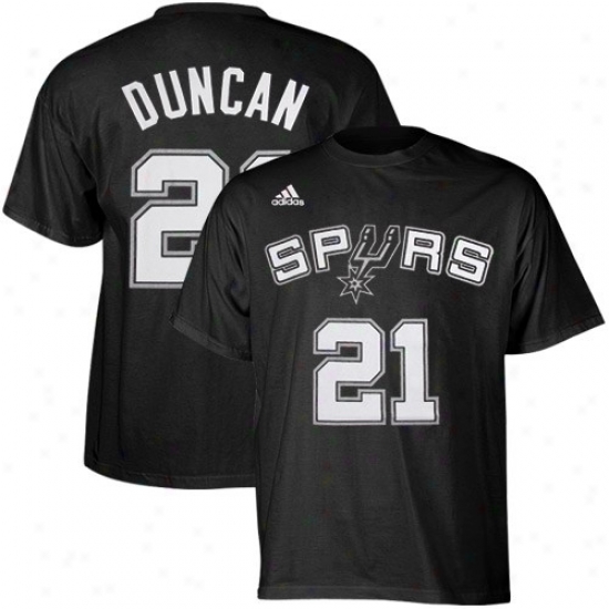 San Antonio Spur T-shir t: Adidas San Antonio Spur #21 Tim Duncan Black Player T-shirt