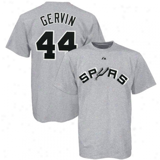 San Antonio Spur T Shirt : Majestic San Antonio Spur #44 George Gervin Ash Player T Shirt