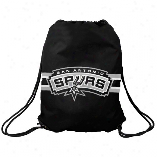 San Antonio Spurs Black Team Logo Drawstring Backpack
