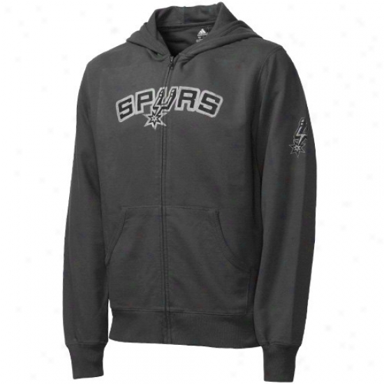 San Antonio Spurs Hoodys : Adidas San Antonio Spurs Charcoal Better Logo Comprehensive Zip Hoodys