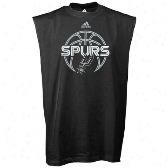 San Antonio Spurs Tees : Adidas San Antonio Spurs Black Total Game Sleeveless Tees