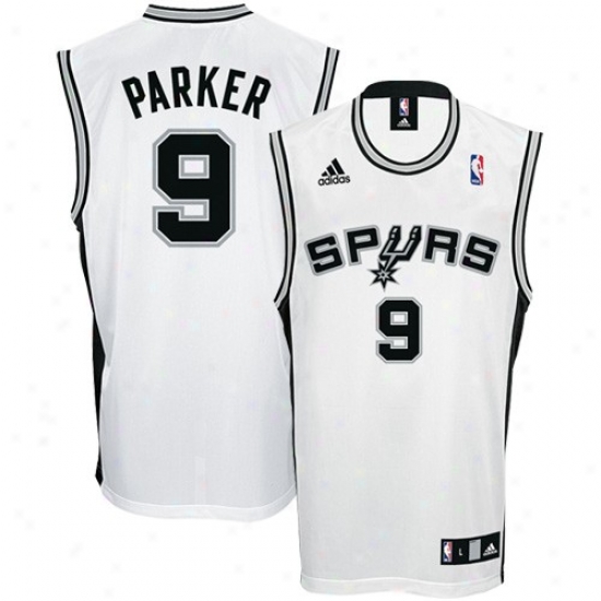 Spurs Jersey : Adidas Spurs #9 Tony Parker White Replica Basketball Jersey