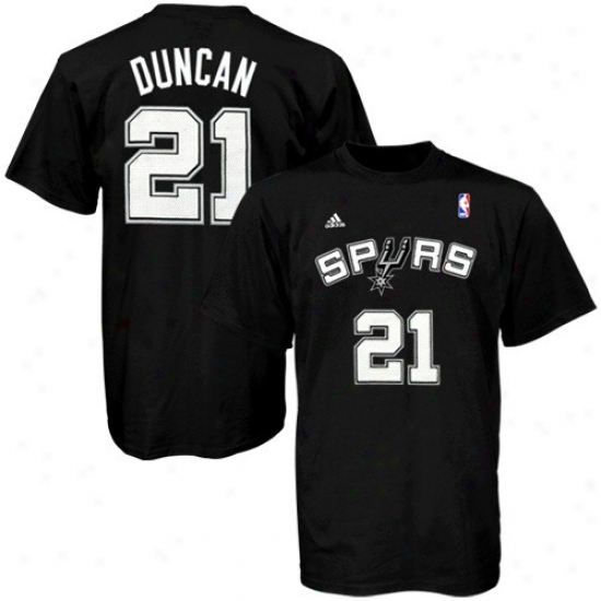 Spurs Tee : Adidas Spurs #21 Tim Duncan Yuoth Black Game Time Teee