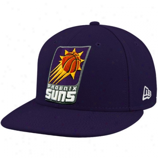 Suns Gear: New Era Suns Pirple 59fifty Primary Logo Flat Brim Fitted Hat