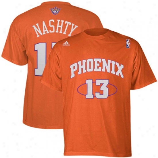 Suns Tshirts : Adidas Suns #13 Steve Nash Orange Net Player Nickname Tshirts