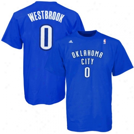 Thunder Shirts : Adidas Thunder #0 Russell Westbrook Royal Blue Net Player Shirts