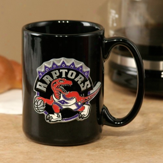 Toronto Raptors Black 15oz. Pewter Logo Ceramic Mug