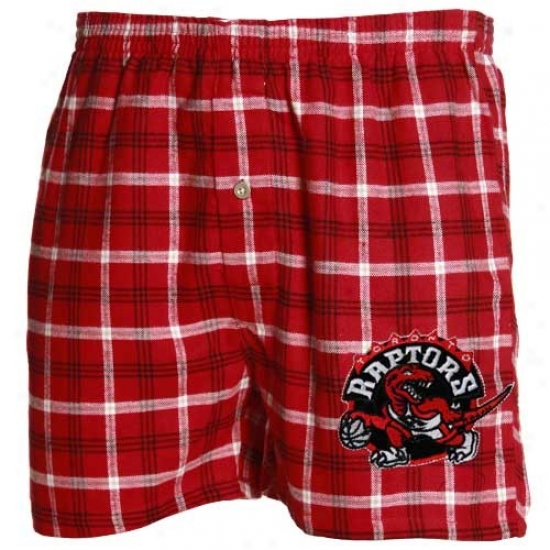 Toronto Raptors Red Plaid Tailgate Flannel Boxer Shorts