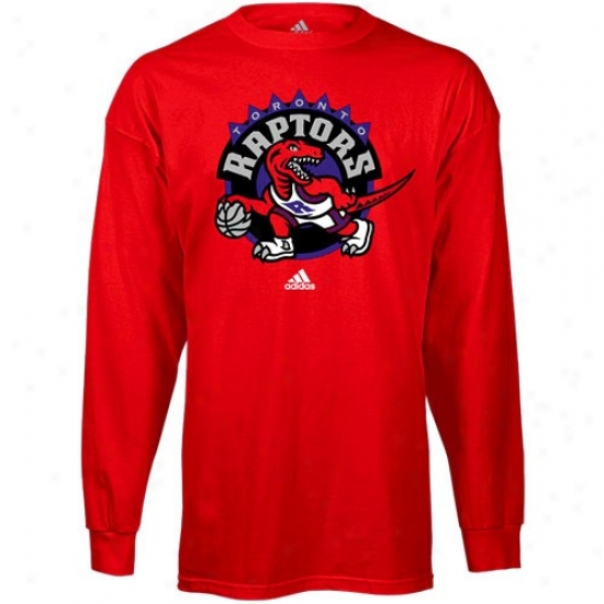 Toronto Raptors T Shirt : Adidas Toronto Rapt0rs Red Primary Logo Long Sleeve T Shirt